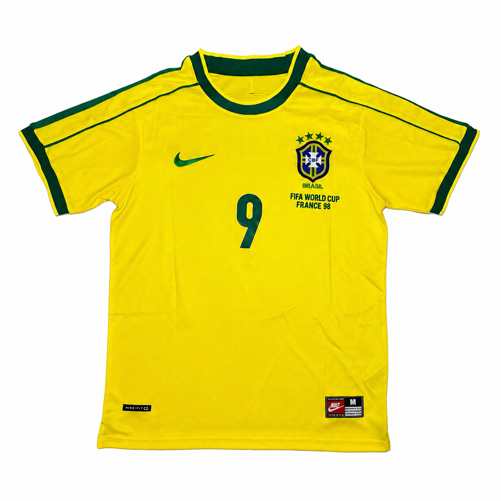 Brazil 1998 Ronaldo #9 World Cup Home Jersey