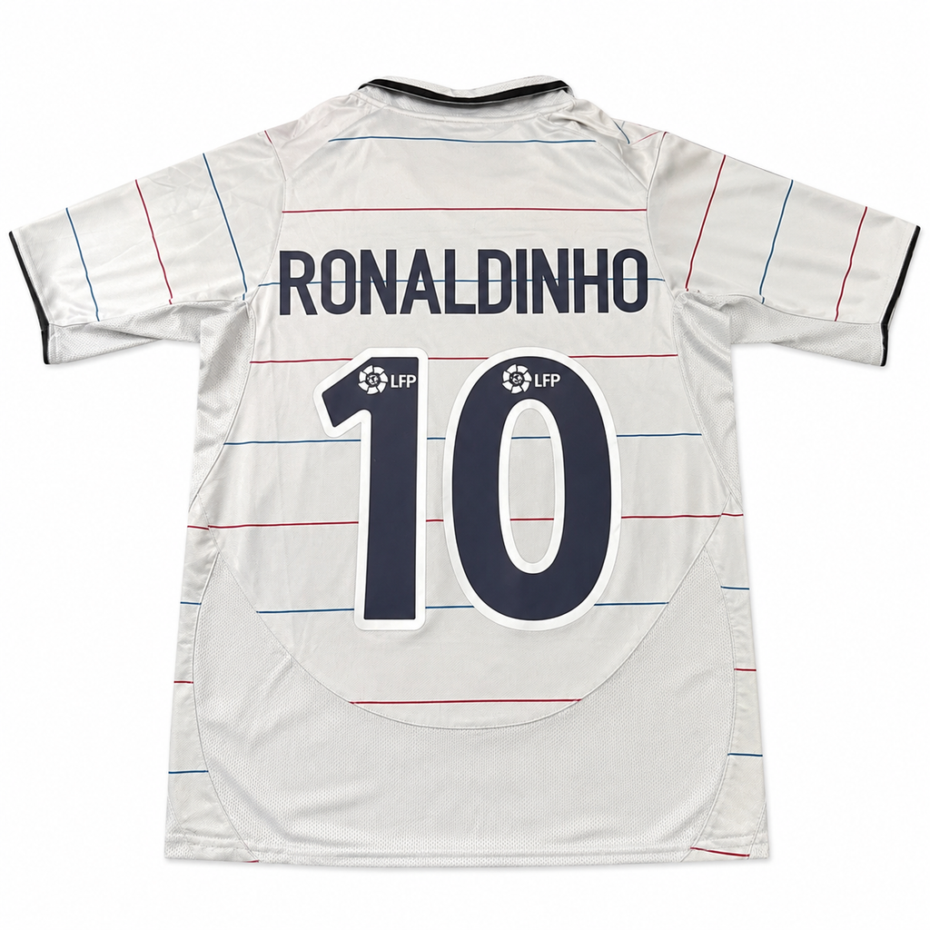 FC Barcelona Ronaldinho #10 Away Jersey – Retro Silver Football Shirt | Vintage Barça Kit