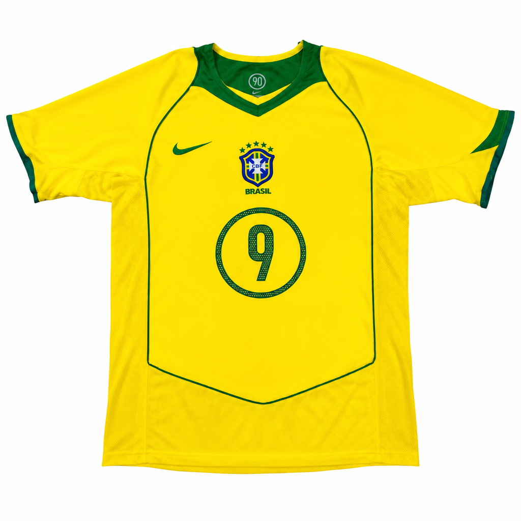 Brazil Ronaldo #9 2004/05 Home Jersey – Yellow & Green