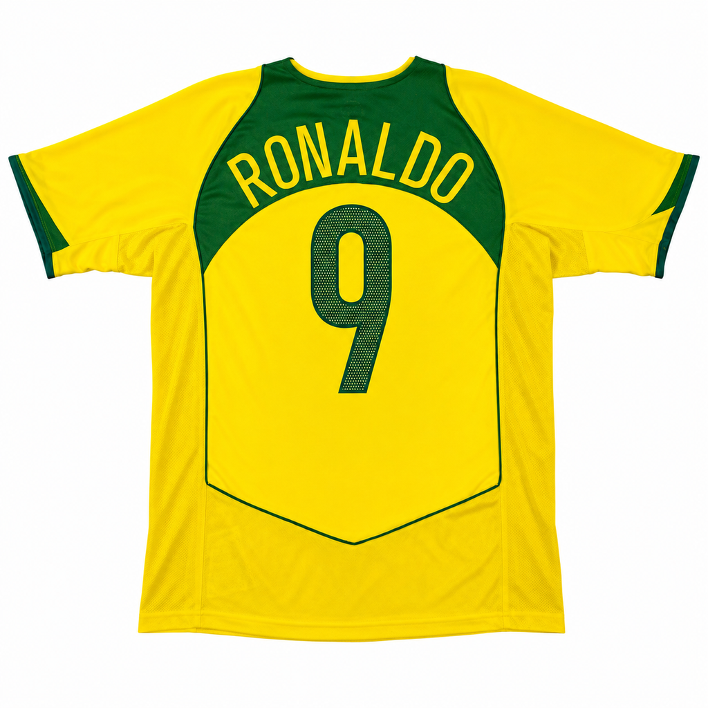 Brazil Ronaldo #9 2004/05 Home Jersey – Yellow & Green