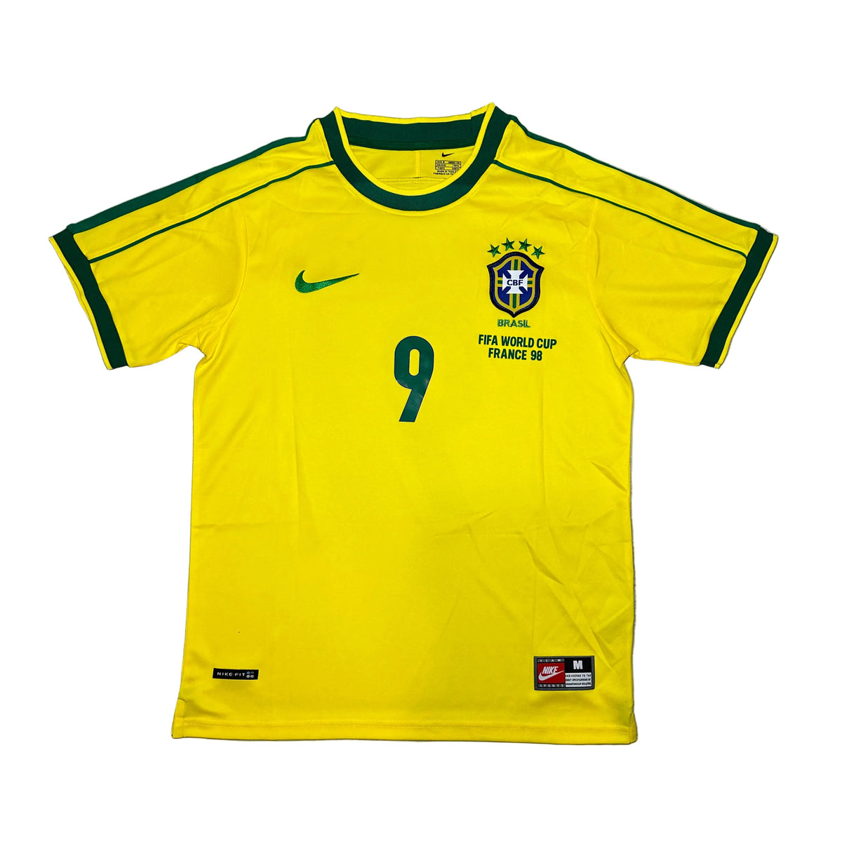 Brazil 1998 Ronaldo #9 World Cup Home Jersey