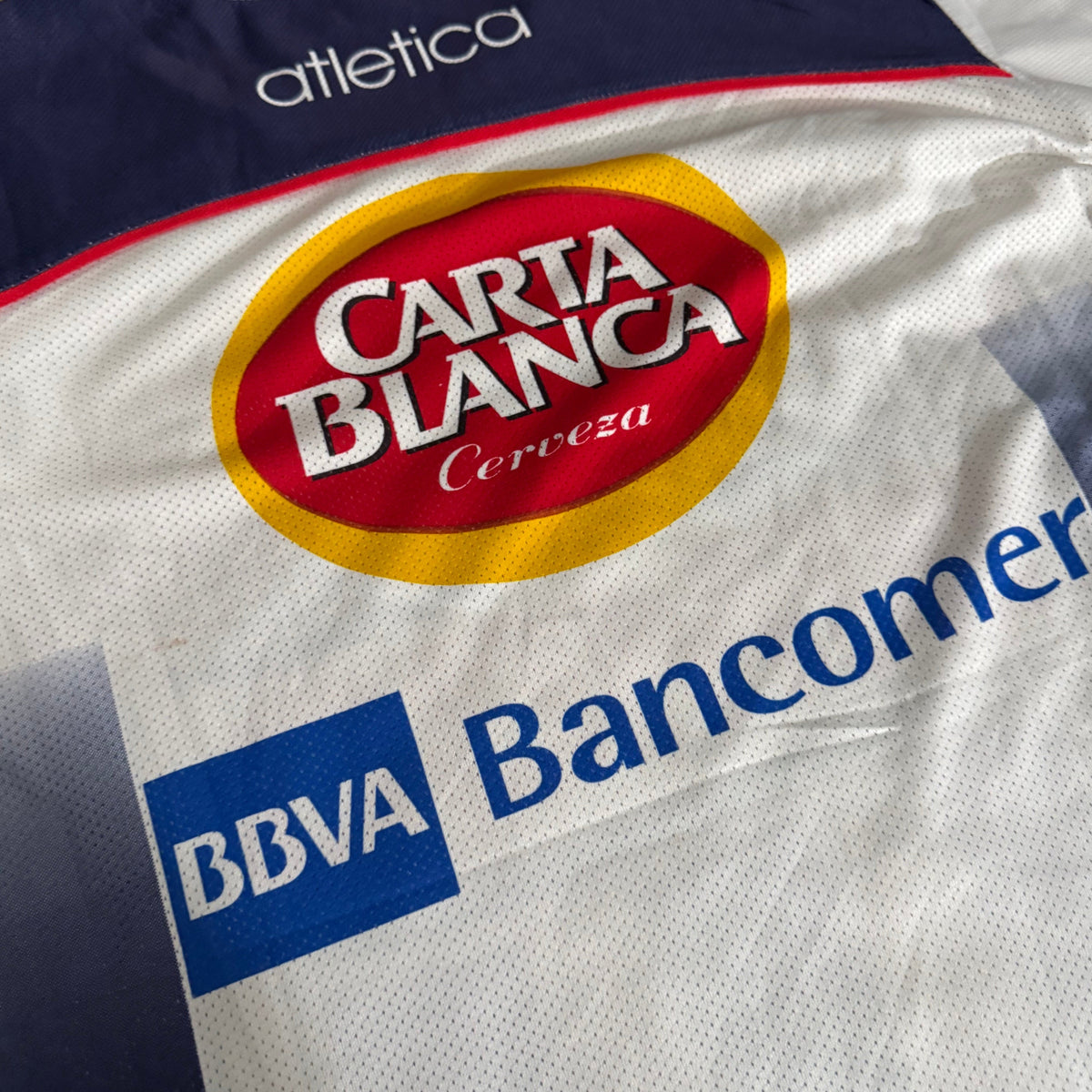 CF Monterrey Rayados Atletica Retro Away Jersey – White, Navy & Red Edition
