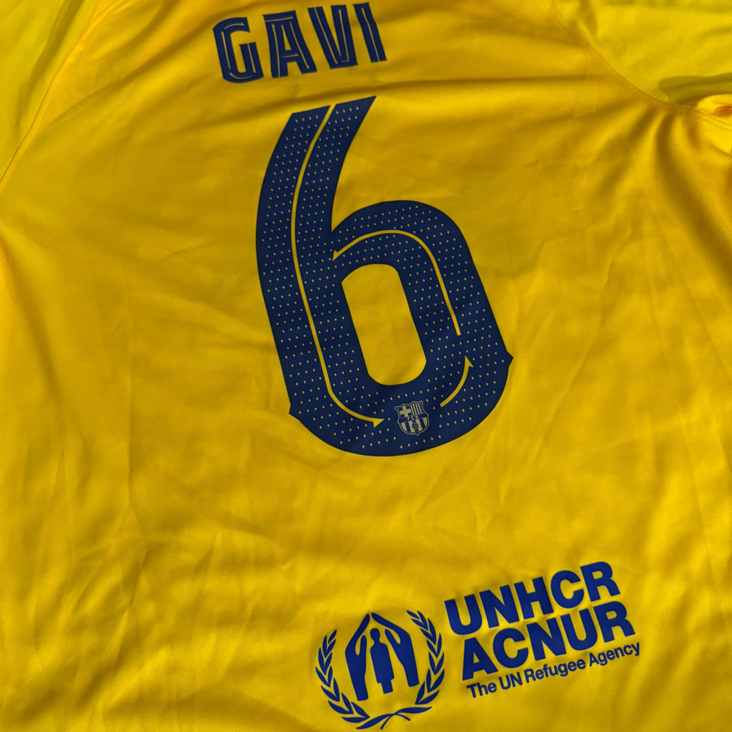 FC Barcelona 2025/26 Away Jersey – Gavi #6 | Yellow Nike Edition